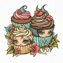 cupcakes tattoo design idea