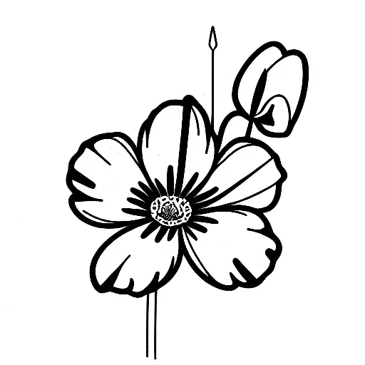 bouquet with poppy snowdrop and daffodil tattoo design idea