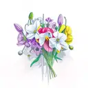 bouquet with poppy snowdrop and daffodil tattoo design idea