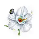 bouquet with poppy snowdrop and daffodil tattoo design idea