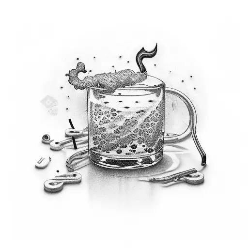 alcohol with cigarette and music tattoo design idea