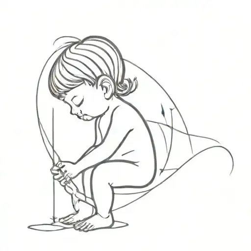 inner child playing tattoo design idea