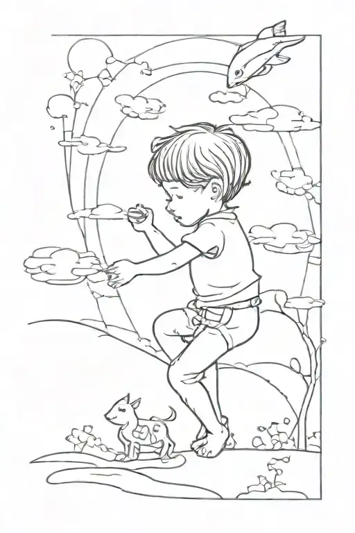 inner child playing tattoo design idea