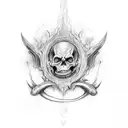 A black arch with the words "You can stand me up at the gates of hell..." contained within it that goes from the  tattoo design idea