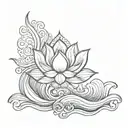 lotus third eye on waves flowing tattoo design idea