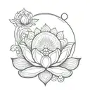 lotus third eye on waves flowing tattoo design idea