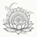 lotus third eye on waves flowing tattoo design idea
