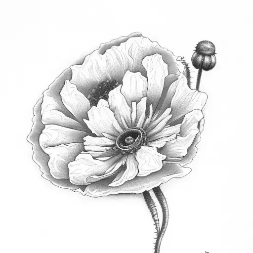 aster and poppy tattoo design idea