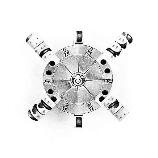 Dice with roulette wheel and cigarettes tattoo design idea