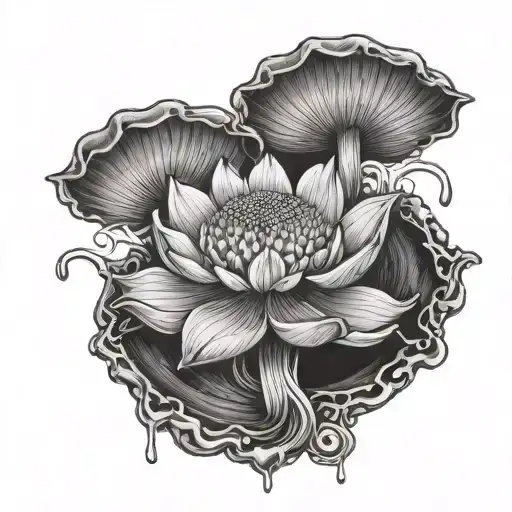 lotus nuclear mushroom tattoo design idea