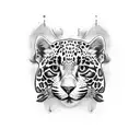 womans face with jaguar sleeve tattoo design idea