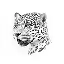 womans face with jaguar sleeve tattoo design idea