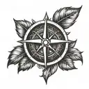 A compass rose with laurel wreaths surrounding neck  tattoo design idea