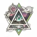 inverted triangle filled with aurora borealis tattoo design idea