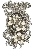 narcissus flower intertwined with Capricorn symbol tattoo design idea