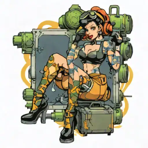 bomb squad pinup girl tattoo design idea