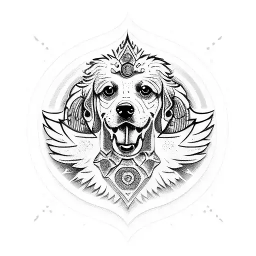 dog as angel tattoo design idea