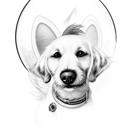 dog as angel tattoo design idea