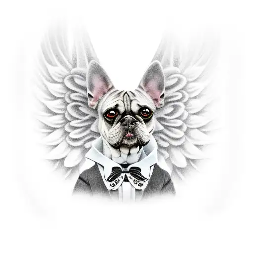 dog as angel tattoo design idea