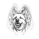 dog as angel tattoo design idea