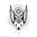 dog as angel tattoo design idea