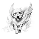 dog as angel tattoo design idea