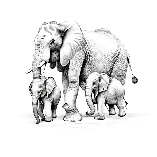 Elephant family tree tattoo design idea