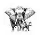 Elephant with family tree tattoo design idea