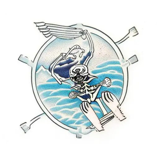 skeleton snowboarding tattoo design idea