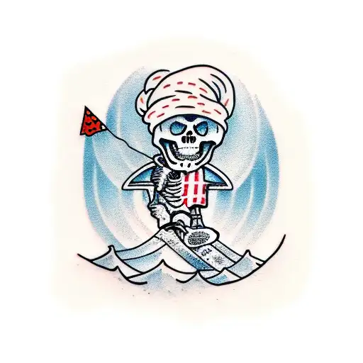 skeleton snowboarding tattoo design idea