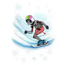 skeleton snowboarding tattoo design idea