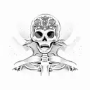 skeleton snowboarding tattoo design idea