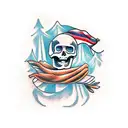 skeleton snowboarding tattoo design idea