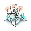 skeleton snowboarding tattoo design idea