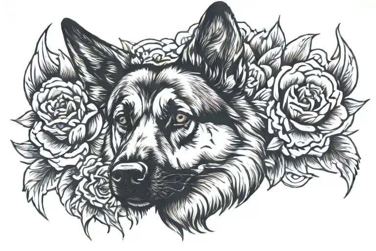 German shepherd dog tattoo design idea