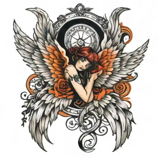 fallen angel wings tattoo design idea