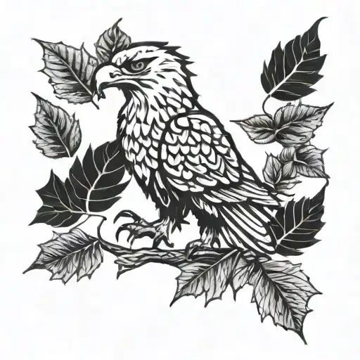 Eagle bright fall leaves growing tattoo design idea