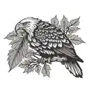 Eagle bright fall leaves growing same branch growing tattoo design idea