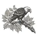Eagle bright fall leaves growing same branch growing tattoo design idea