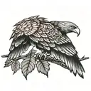 Eagle bright fall leaves growing same branch growing tattoo design idea