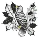 Eagle bright fall leaves growing tattoo design idea