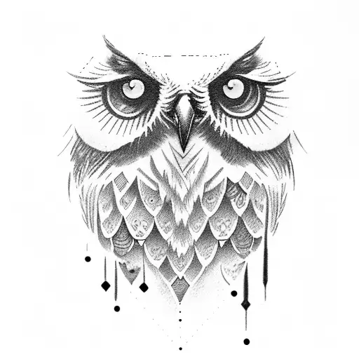 Owl and eagle flight tattoo design idea