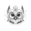 Owl and eagle flight tattoo design idea