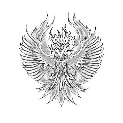 phoenix rising from flames tattoo design idea