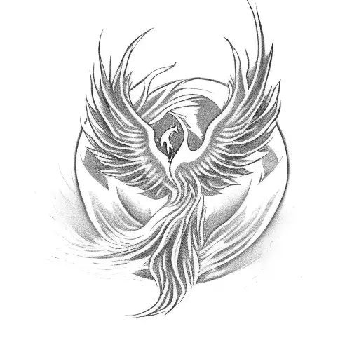 phoenix rising from flames tattoo design idea