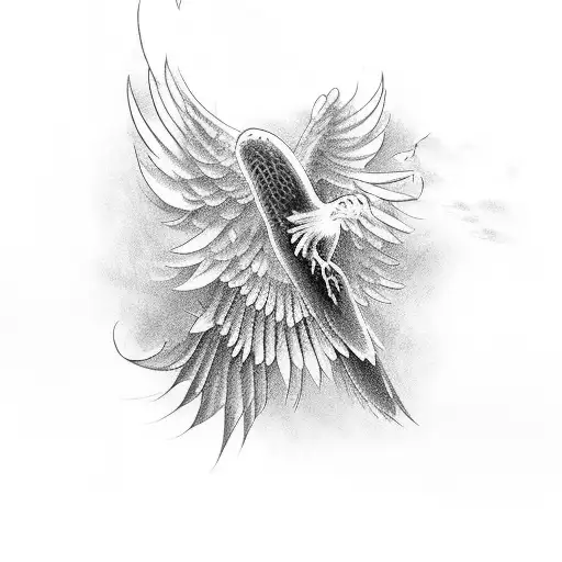 phoenix taking flight over snake tattoo design idea