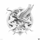 phoenix taking flight over snake tattoo design idea