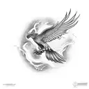 phoenix taking flight over snake tattoo design idea