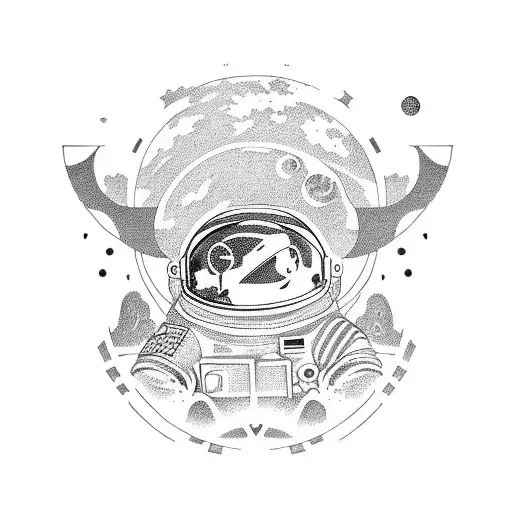 hand tattoo, astronaut, space, whale in Japanese style tattoo design idea