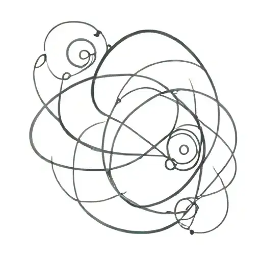 A minimalist design of an atom intertwined with a heart symbolizing eternal love tattoo design idea